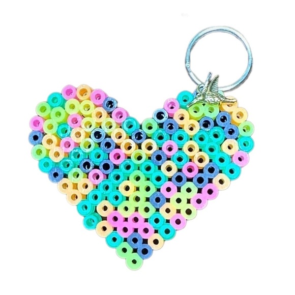 Keychain Humming bird heart hand made neon color - Picture 1 of 4